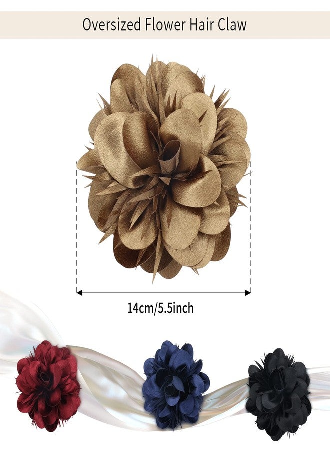 Dizila 4 Pack Plastic Hair Claws with Big Satin Flower Hair Clips Barrettes Jaws Grips Clamps Bun Updo Holders Hair Accessories for Women Girls - Image 5